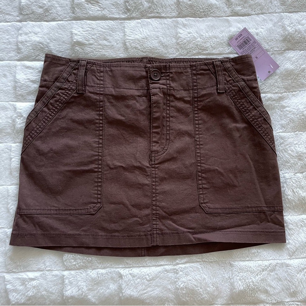 Brown Cargo Mini Skirt